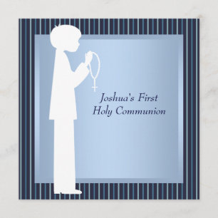 Invitation Chapelet à rayures bleues et blanches Garçons Prem