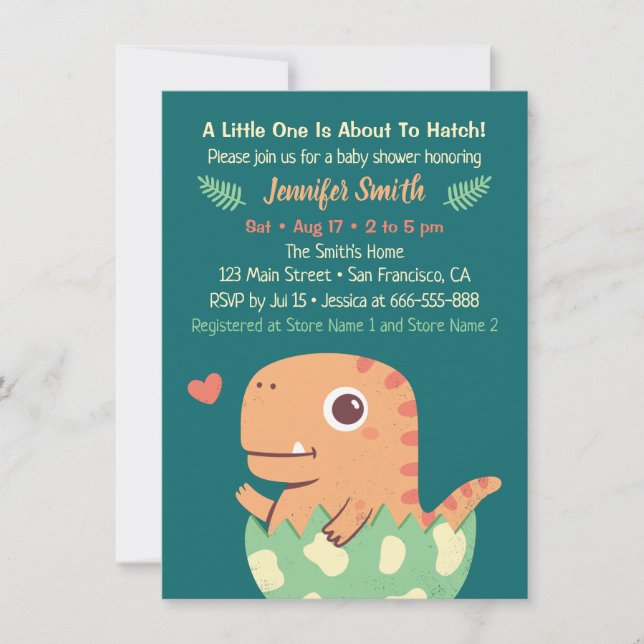 Invitation Chapelles de dinosaures orange mignonnes du Baby s (Devant)
