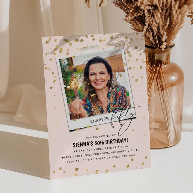 Invitation Chapitre Cinquante Amusement Photo moderne 50e ann (Créateur téléchargé)