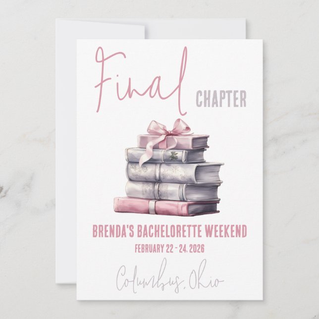 Invitation Chapitre final, Réserver Bachelorette Thématique W (Devant)