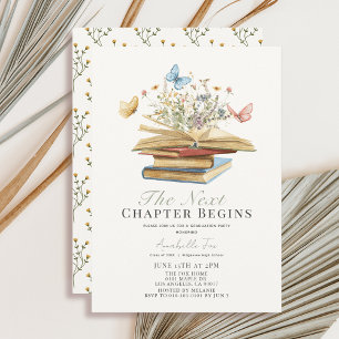 Invitation Chapitre suivant Livres et papillons Graduation Ph