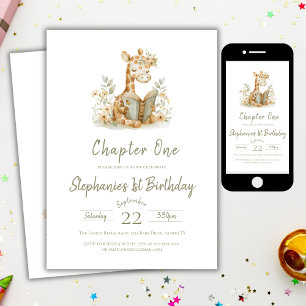 Invitation Chapitre Un Sage Green Réservation 1er anniversair