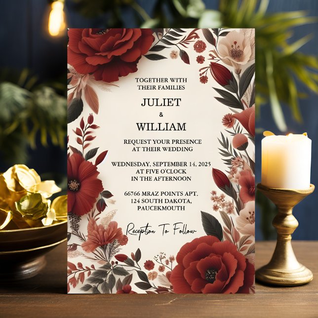 Invitation Chaque Rustic Fiesta Floral Rose espagnol Mariage (Créateur téléchargé)