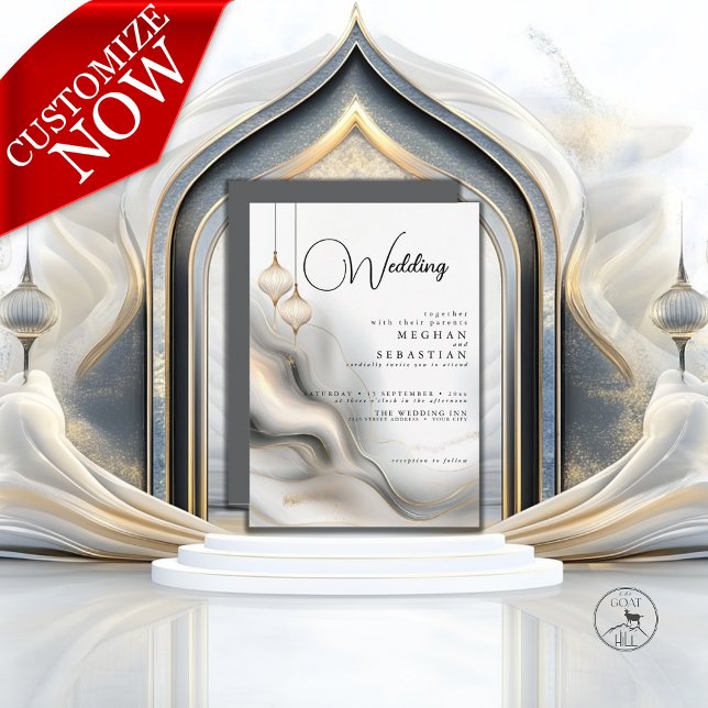 Invitation Charbon d'or exotique Flair Arabe (Créateur téléchargé)