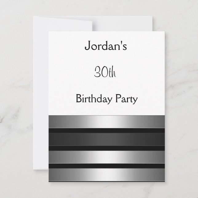Invitation Charcoal Silver Stripes Blanc 30ème anniversaire f (Devant)