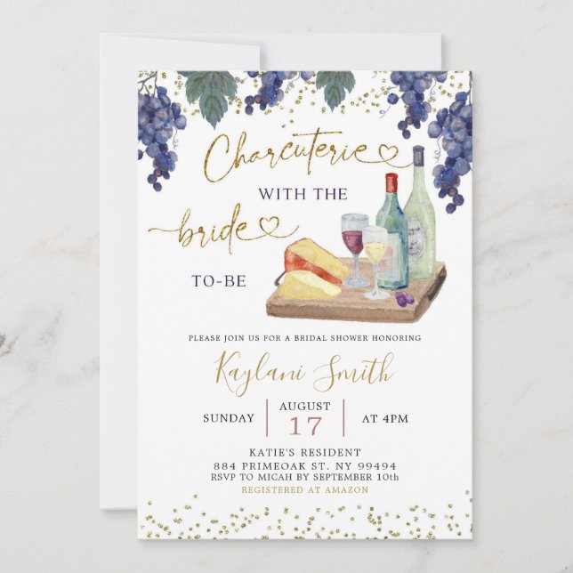 Invitation Charcuterie Avec La Mariée Pour Être Fête des mari (Devant)