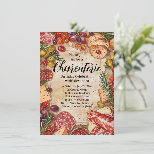 Invitation Charcuterie Filles Nuit Anniversaire ou Dégustatio (Debout devant)