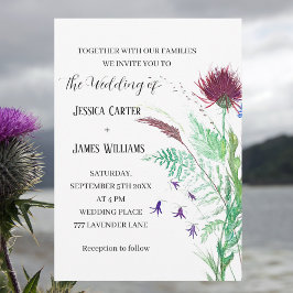 Invitation Chardon Cornflowers Aquarelle Rustique Mariage