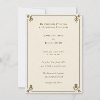 Invitation Chardon Écossais Crème d'Ivoire Vert Sauge Botaniq