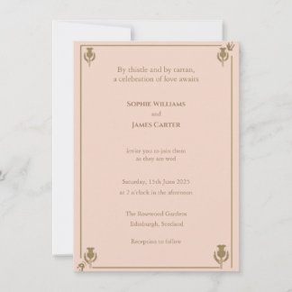 Invitation Chardon Écossais Rose Pâle Sage Vert Botanique W