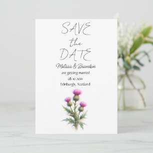 Invitation Chardon Fleurs Florales Écossaises Mariage Rustiqu