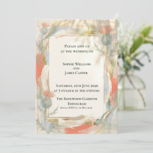 Invitation Chardon floral aquarelle chaude automnal écossais
