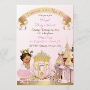 Invitation Chariot de Château de Princesse Royale Rose Or Fil