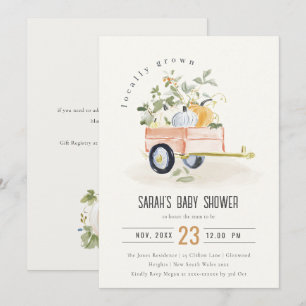 Invitation Chariot de citrouilles cultivées localement aquare
