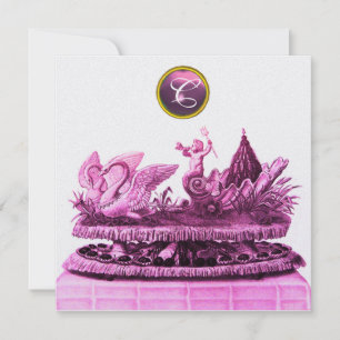 INVITATION CHARIOT DE CYGNES AVEC MARIAGE DE PLAGE CUPCAKES