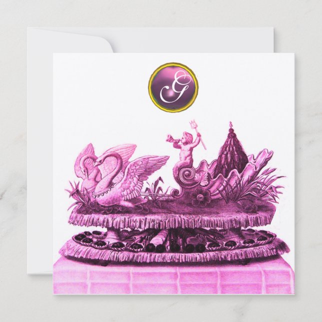 INVITATION CHARIOT DE SWANS AVEC CUPCAKES GOLD BEACH MARIAGE (Devant)
