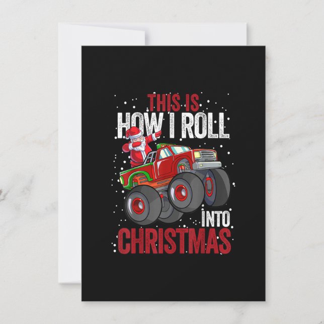 Invitation Chariot monstre de Père Noël pour enfants Noël X (Devant)