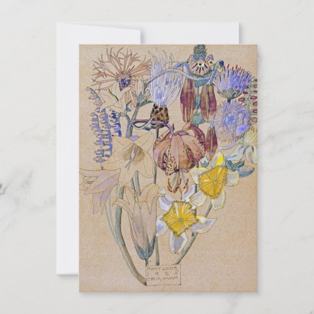 Invitation Charles Rennie Mackintosh - Mont Louis - Fleur (Devant)