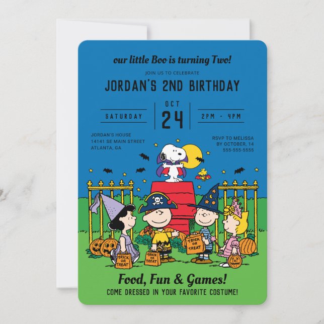 Invitation Charlie Brown et Gang Halloween 2e anniversaire (Devant)