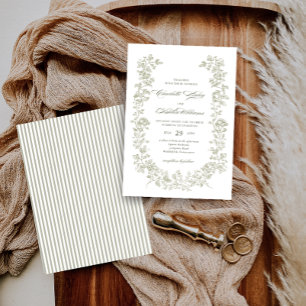 Invitation CHARLOTTE Mariage Vintage Vert Sauge Boisée