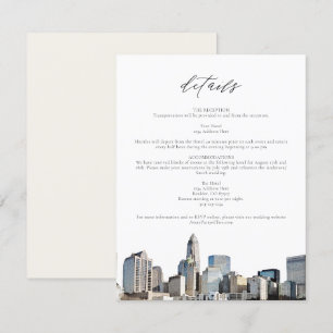 Invitation CHARLOTTE NORTH CAROLINA Wedding Details Card