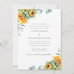 Invitation Charlotte Rustic Sunflowers Vintage Wedding