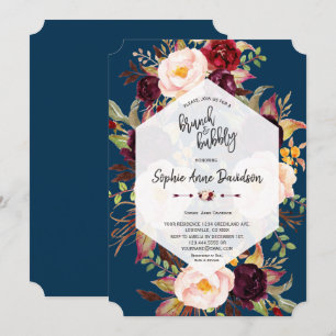 Invitation Charm Bourgogne Floral Brunch géométrique et Bubbl