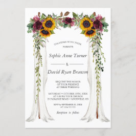 Invitation Charm Bourgogne Floral Sunflower Canopy Mariage