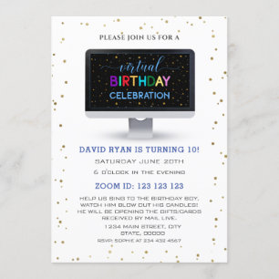 Invitation Charm Boy Colorful Virtual Birthday Celebration