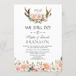 Invitation Charm Crème rose Floral Antlers NOUS FAISONS ENCOR