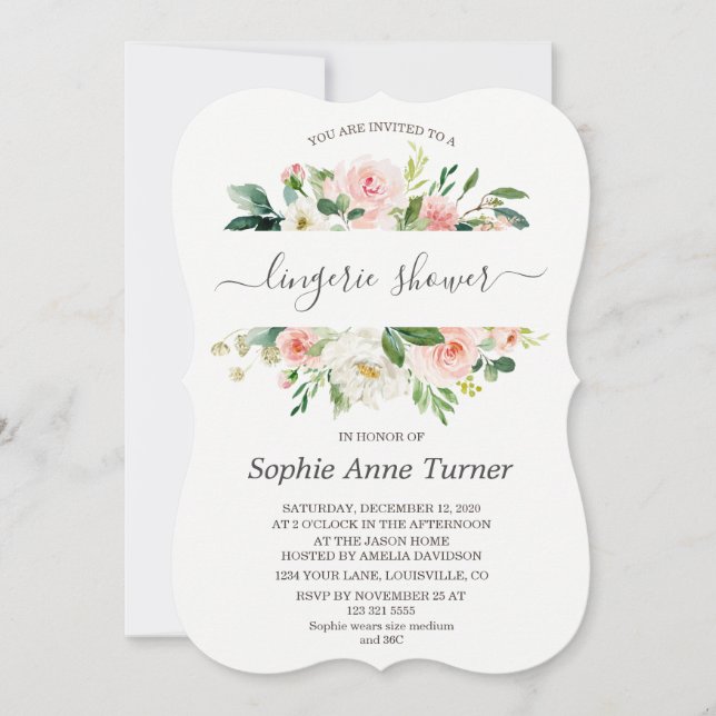Invitation Charm Crème rose Florale Fête des mariées de calli (Devant)