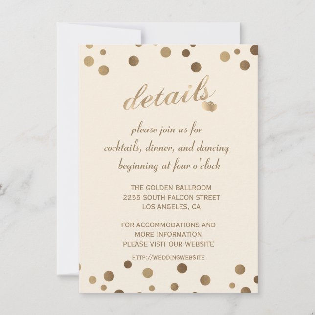 Invitation Charm Gold Confetti Champagne Détails sur le Maria (Devant)
