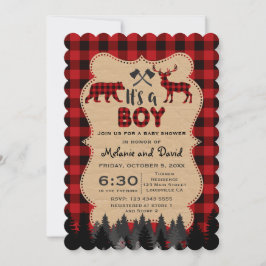 Invitation Charm Lumberjack Red Buffalo Boy Baby shower