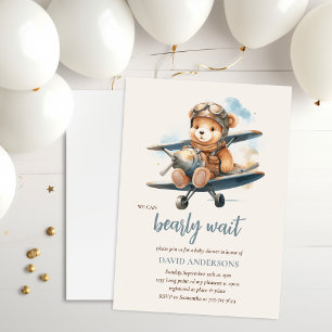 Invitation Charmant Baby shower Garçon Bleu Teddy