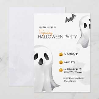Invitation Charmant Black Watercolor Halloween