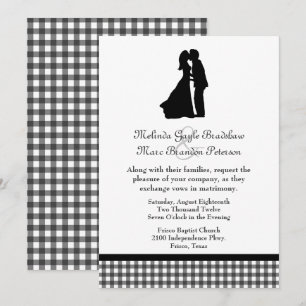Invitation Charmant Mariage de deux baisers en silhouette