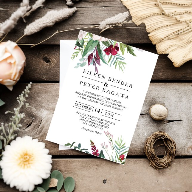 Invitation Charmant Tropical Floral et Mariage de verdure (Créateur téléchargé)