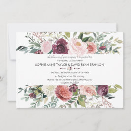 Invitation Charmante Fleurs Bruyantes Cadre Mariage Bourgogne