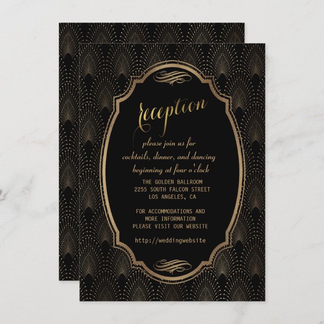 Invitation Charmante Gatsby Art Déco Réception De Mariage (Devant / Derrière)