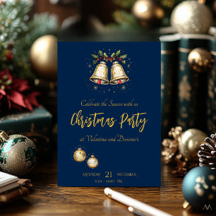 Invitation Charmante Soirée de Noël élégante avec cloches
