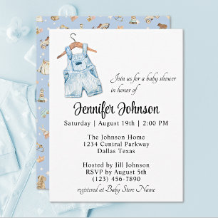 Invitation Charmants Blue Jean Vintage Garçon Baby Shower