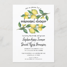 Invitation Charme Aquarelle Citron Dîner De Répétition Tropic