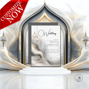 Invitation Charme arabe or et charbon exotique
