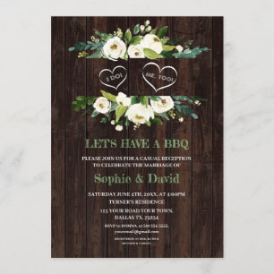 Invitation Charme Blanc Cadre Floral Grange I DO BBQ