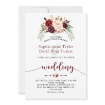 Charme Bourgogne Marsala Floral Mariage