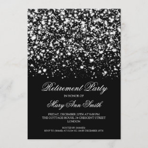 Invitation Charme de minuit de retraite d'argent élégant de