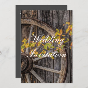 Invitation Charme de pays - Roue Rustique Wagon Occidentale