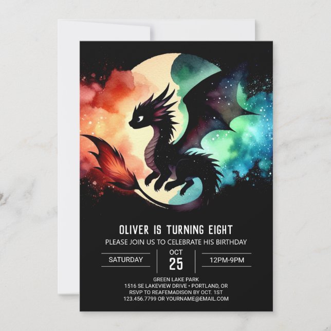 Invitation Charme Dragon Anniversaire Personnalisé (Devant)