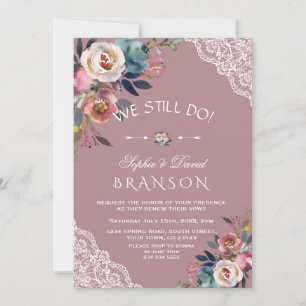 Invitation Charme Dusty Blue Dusty Rose Floral Nous Le Faison
