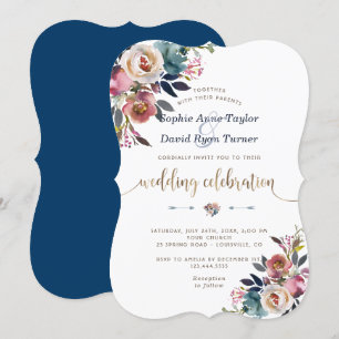 Invitation Charme Dusty Blue Rose Florom Mariage